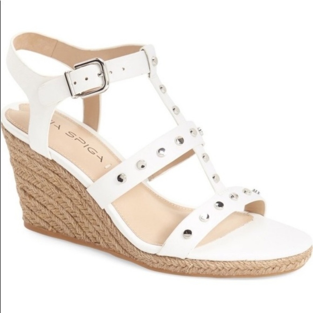 Via Spiga Indya Wedge Espadrille Sandal White Sz 7